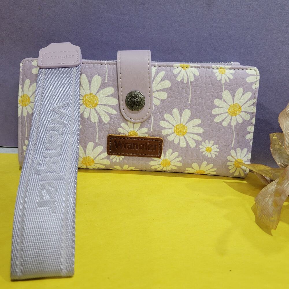 Wrangler Purple Daisy Floral Wallet RFID Card Cases Money Organizer Women's